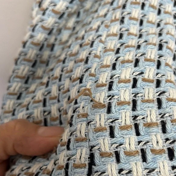 Zara Woman Double Breasted Texture Weave Tweed Blazer Jacket Blue White Size S - Picture 14 of 14